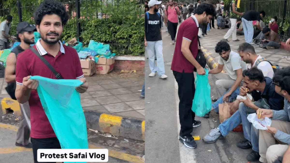 Delhi Protestors Showcase Civic Responsibility in Viral Clean-Up Vlog