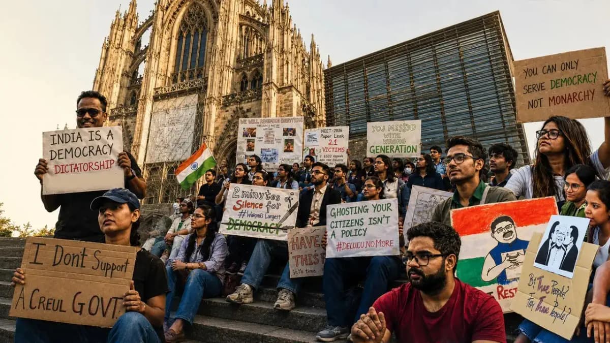 Indian Students in Germany Rally for Education Reform Outside Cologne Cathedral