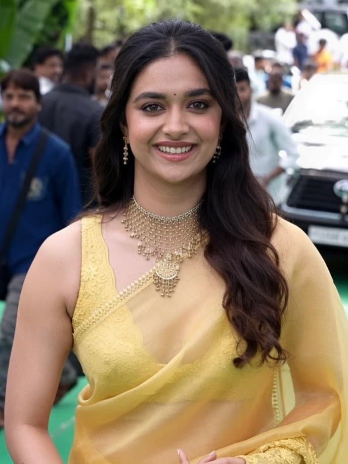 Photos Of Actress Keerthy Suresh In A Yellow Saree Have Gone Viral On Social Media